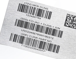 Bar codes, serial numbers